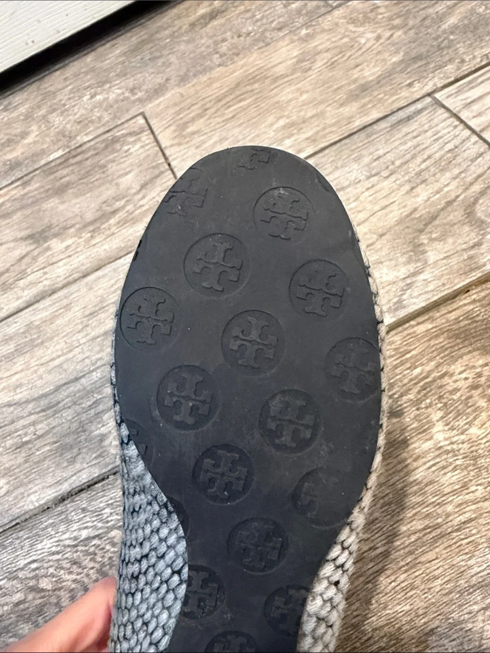 Tory Burch Gray Braided Reva Logo Ballet Flats size 8.5